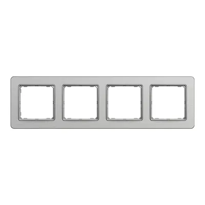 Ramka poczwórna Schneider Sedna Elements SDD370804U ze szczotkowanego aluminium, na białym tle.