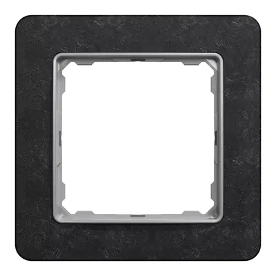 Ramka pojedyncza Schneider Sedna Elements w kolorze czarnym, imitująca łupek, z metalicznym wykończeniem wewnętrznej części.