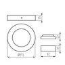 Schemat techniczny oprawy downlight CARSA V2LED Kanlux z wymiarami: średnica 215mm, wysokość 35mm, szerokość 92mm, wysokość 22mm.