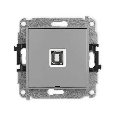 Gniazdo USB-A B 2.0 pojedyncze Szary mat Karlik MINI z metalowym stelażem montażowym.