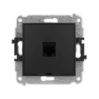 Gniazdo komputerowe pojedyncze RJ45, kat.6 Czarny mat Karlik MINI - 12MGKBO-3, z metalowym mocowaniem.