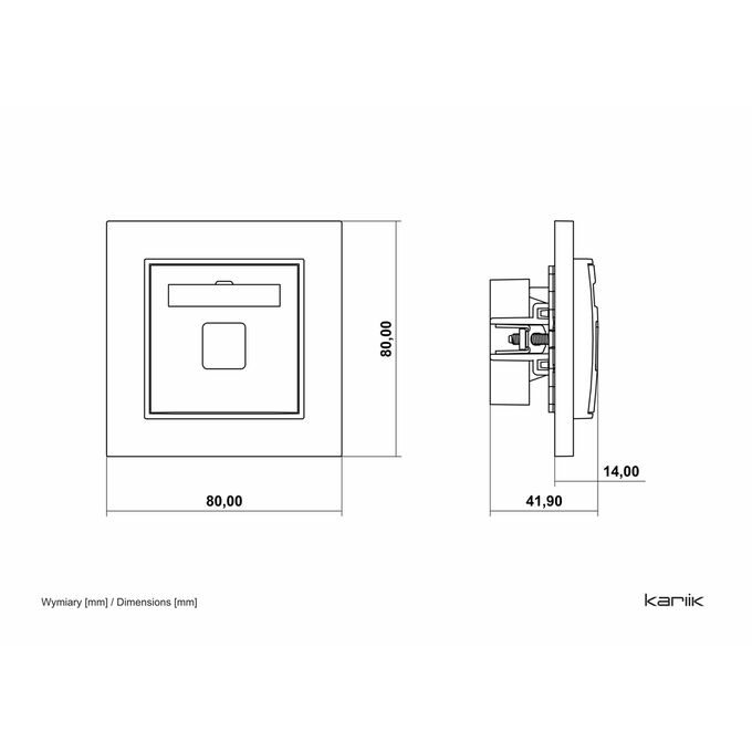 Gniazdo komputerowe pojedyncze RJ45 kat.6a (z polem opisowym) Czarny mat Karlik Mini - 12MGK-7