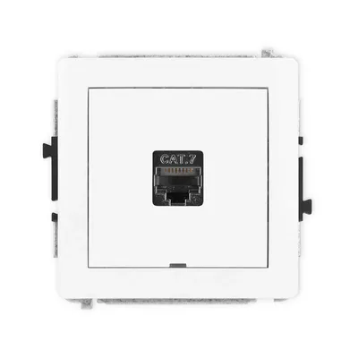 Gniazdo komputerowe pojedyncze RJ45, kat.7, ekranowane, białe, połysk, Karlik DECO - DGKBO-9