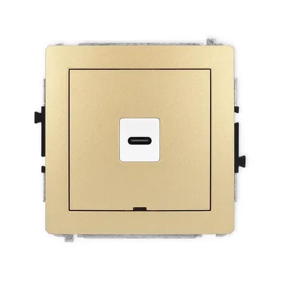 Gniazdo pojedyncze USB-C Złoty Karlik DECO - 29DGUSBBO-7 z portem USB-C do ładowania urządzeń.