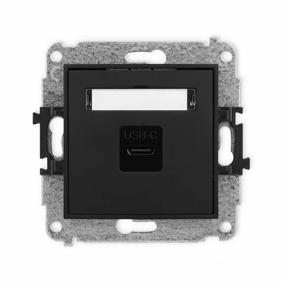 Gniazdo pojedyncze USB-C (z polem opisowym) Czarny mat Karlik Mini - 12MGUSB-7