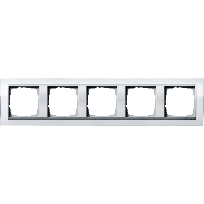 Ramka pięciokrotna Biały połysk/Aluminiowy Gira Event Clear - 0215726