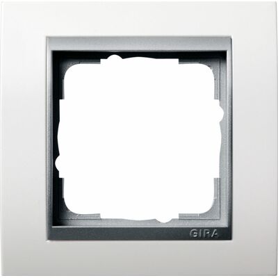 Ramka pojedyncza Aluminiowy/Biały mat Gira Event - 021171