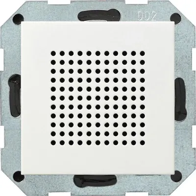 Głośnik do radia Gira System 55 w kolorze białym matowym, z metalową ramką montażową i perforowaną osłoną.