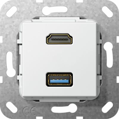 Gniazdo HDMI 2.0a + USB A 3.0 (przejściówka) Biały połysk Gira System 55 - 567803
