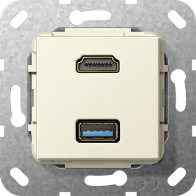 Gniazdo HDMI 2.0a + USB A 3.0 (przejściówka) Kremowy Gira System 55 - 567801