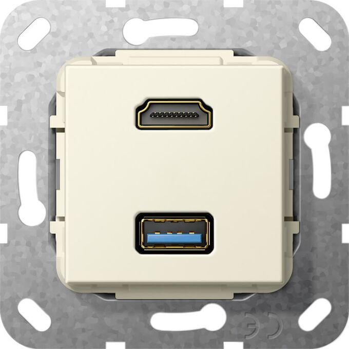 Gniazdo HDMI 2.0a + USB A 3.0 (rozgałęźnik) Kremowy Gira System 55 - 567901