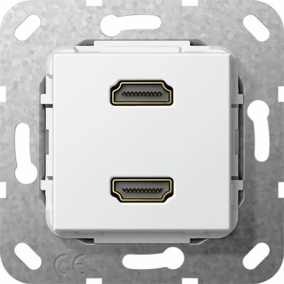 Gniazdo podwójne HDMI 2.0a (przejściówka) Biały połysk Gira System 55 - 567103