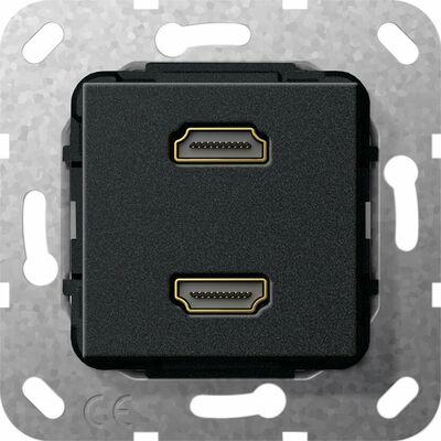 Gniazdo podwójne HDMI 2.0a (przejściówka) Czarny mat Gira System 55 - 567110