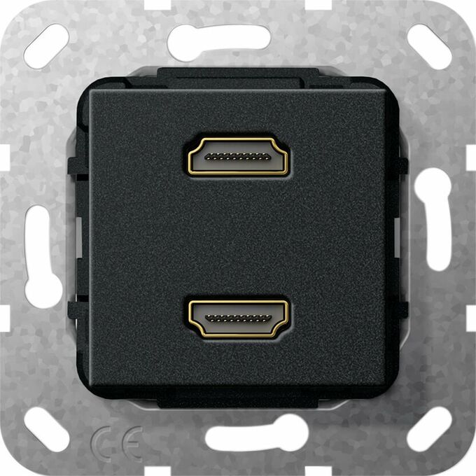 Gniazdo podwójne HDMI 2.0a (przejściówka) Czarny mat Gira System 55 - 567110