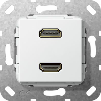 Gniazdo podwójne HDMI 2.0a (rozgałęźnik) Biały połysk Gira System 55 - 567203
