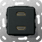 Gniazdo podwójne HDMI 2.0a (rozgałęźnik) Czarny mat Gira System 55 - 567210