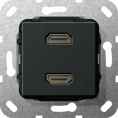 Gniazdo podwójne HDMI 2.0a (rozgałęźnik) Czarny mat Gira System 55 - 567210