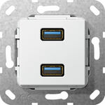 Gniazdo podwójne USB A 3.0 (przejściówka) Biały połysk Gira System 55 - 568403