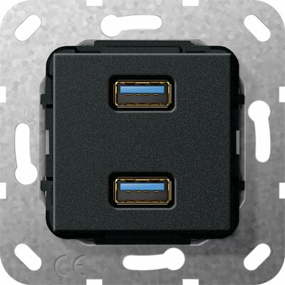 Gniazdo podwójne USB A 3.0 (przejściówka) Czarny mat Gira System 55 - 568410