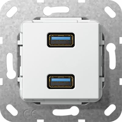 Gniazdo podwójne USB A 3.0 (rozgałęźnik) kabl. Biały połysk Gira System 55 - 568503
