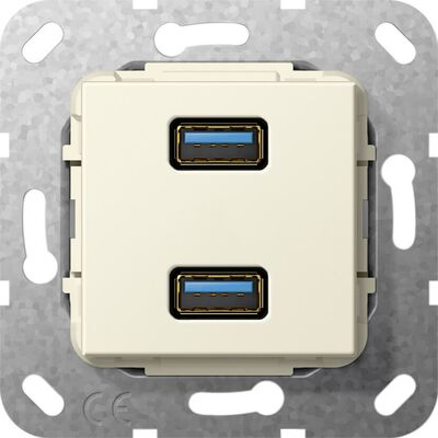 Gniazdo podwójne USB A 3.0 (rozgałęźnik) kabl. Kremowy Gira System 55 - 568501