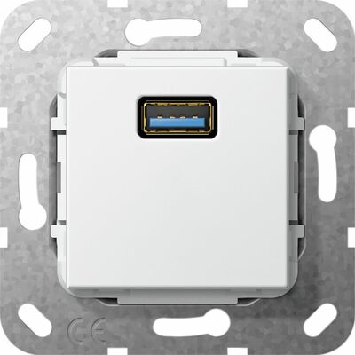 Gniazdo pojedyncze USB A 3.0 (przejściówka) Biały połysk Gira System 55 - 568203