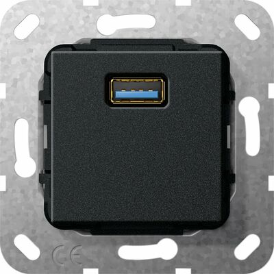 Gniazdo pojedyncze USB A 3.0 (przejściówka) Czarny mat Gira System 55 - 568210
