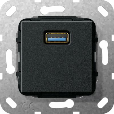 Gniazdo pojedyncze USB A 3.0 (rozgałęźnik) kabl. Czarny mat Gira System 55 - 568310