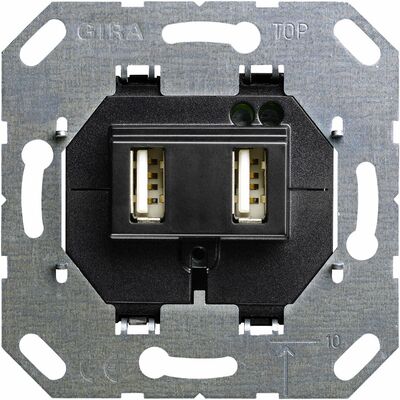 Ładowarka podwójna USB A Czarny (mechanizm) Gira System 55 - 235900