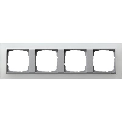 Ramka poczwórna Biały/Aluminiowy Gira Event Opaque - 021450