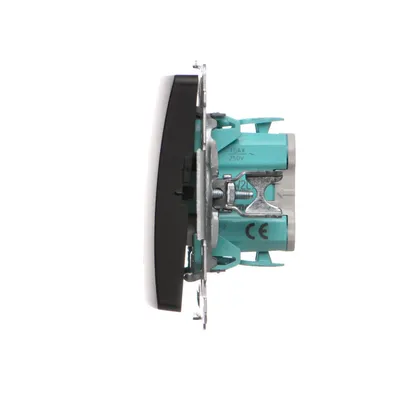 Łącznik dwubiegunowy z podświetleniem 10AX Czarny mat Simon Basic - BMW2L.01/49