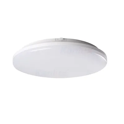 Biała plafoniera LED Kanlux STIVI o mocy 24W, strumieniu świetlnym 3120lm i barwie neutralnej 4000K, z czujnikiem ruchu.