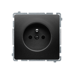 Gniazdo pojedyncze z uziemieniem i przesłonami (szybkozłącza) Czarny mat - BMGZ1cz.01/49 Basic