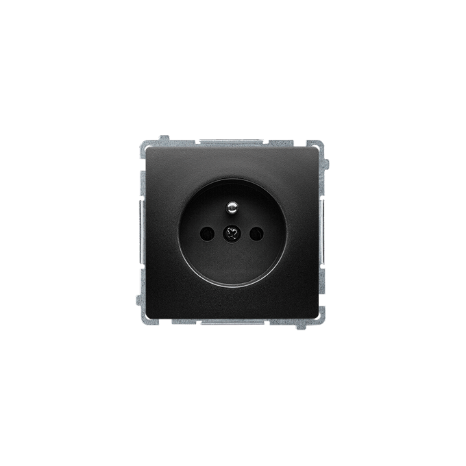 Gniazdo pojedyncze z uziemieniem i przesłonami (szybkozłącza) Czarny mat - BMGZ1cz.01/49 Basic