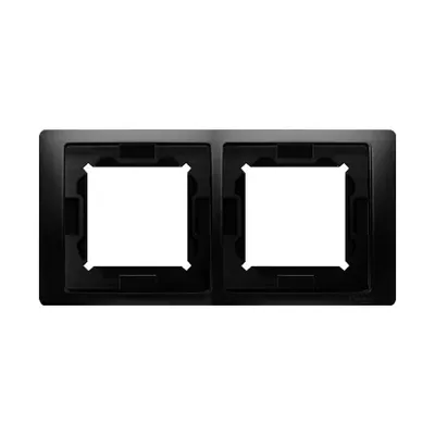 Ramka podwójna IP-44 z zestawem uszczelek Basic NEOS Czarny mat - BMRC2B/49 Basic
