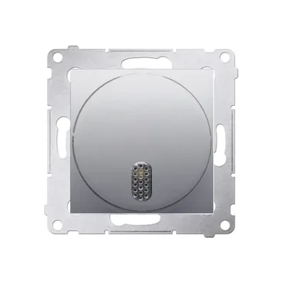 Dzwonek elektroniczny Simon 54 DDT1.01/43 w kolorze srebrnym matowym, zasilanie 8-12 V, widok z tyłu.