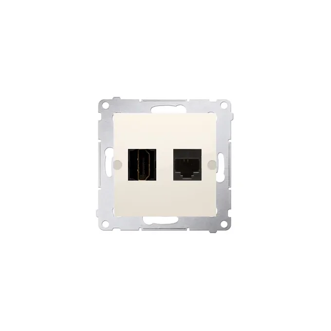 Gniazdo HDMI i RJ45 kat. 6 w kolorze kremowym z serii Simon 54, model DGHRJ45.01/41