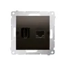 Gniazdo HDMI i RJ45 kategorii 6 w kolorze brązowym matowym z serii Simon 54.