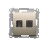 Gniazdo HDMI i RJ45 kategorii 6 w kolorze złotego matu z serii Simon 54, producenta Kontakt-Simon.