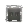 Gniazdo HDMI podwójne Simon 54 w kolorze antracytowym, z dwoma portami HDMI, montowane podtynkowe.