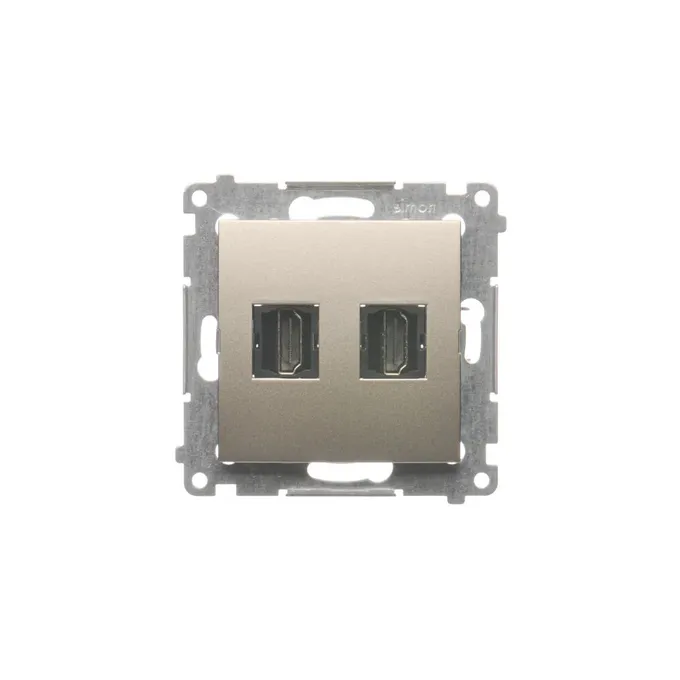 Gniazdo HDMI podwójne Złoty mat Simon 54 - DGHDMI2.01/44 od producenta Kontakt-Simon, z dwoma portami HDMI.