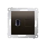 Gniazdo HDMI pojedyncze Brąz mat Simon 54 - DGHDMI.01/46 marki Kontakt-Simon, z widocznym portem HDMI.