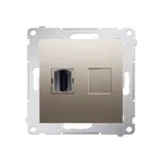 Gniazdo HDMI pojedyncze Simon 54 w kolorze złotego matu, z metalowym stelażem montażowym.