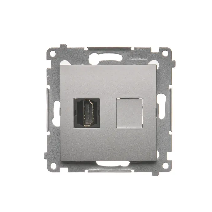 Gniazdo HDMI pojedyncze Srebrny mat Simon 54 - DGHDMI.01/43, producent Kontakt-Simon, do montażu podtynkowego.