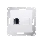Gniazdo HDMI pojedyncze białe Simon 54 DGHDMI.01/11 - widok z przodu na biały panel z gniazdem HDMI i pustym miejscem na kolejny moduł.