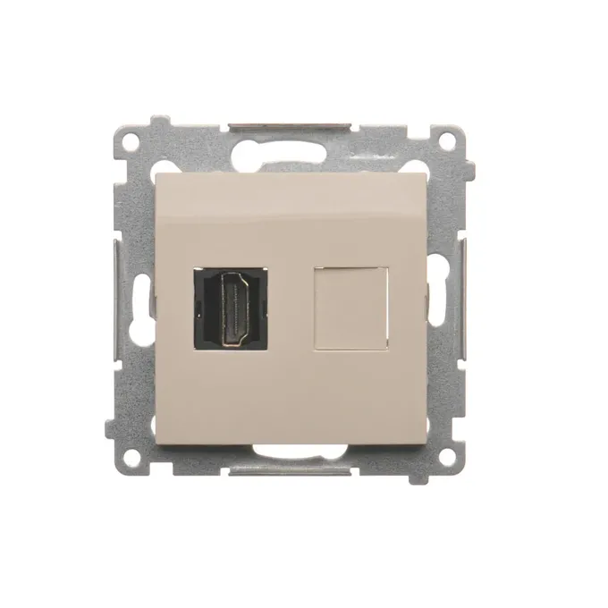 Gniazdo HDMI pojedyncze kremowe z serii Simon 54, model DGHDMI.01/41, producenta Kontakt-Simon.