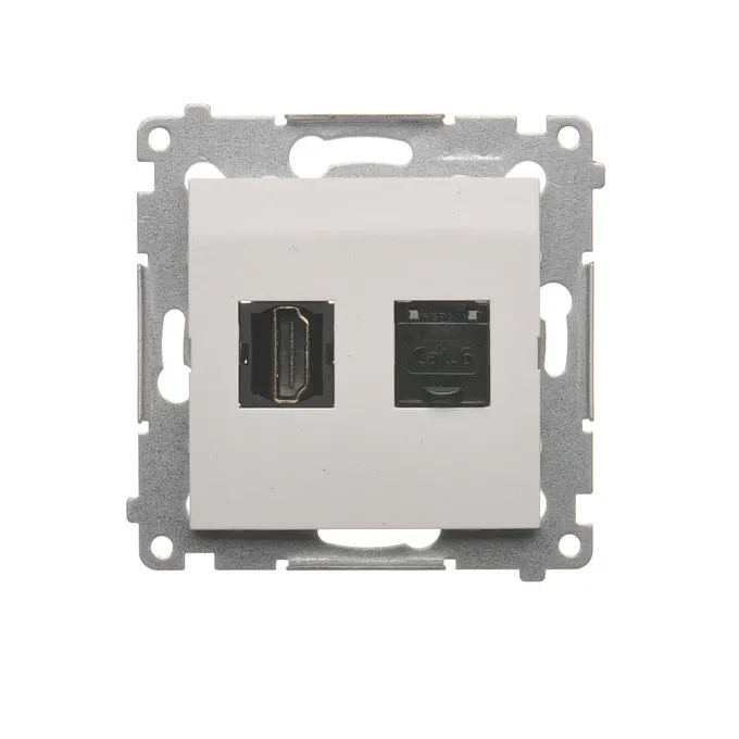 Gniazdo Simon 54 HDMI + RJ45 kat.6 białe DGHRJ45.01/11 - połączenie dla nowoczesnych instalacji.