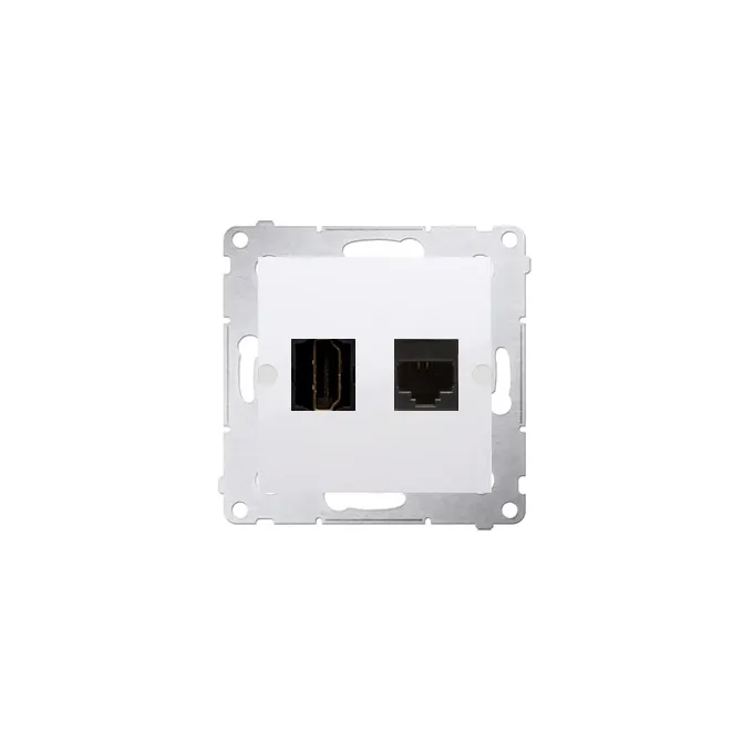 Gniazdo Simon 54 HDMI + RJ45 kat. 6 białe, model DGHRJ45.01/11, do montażu podtynkowego.