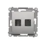 Gniazdo Simon 54 w kolorze srebrny mat z portem HDMI i gniazdem RJ45 kategorii 6