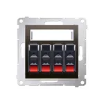 Gniazdo głośnikowe 4-krotne Simon 54 w kolorze brązowym matowym z czerwonymi zaciskami, model DGL34.01/46.